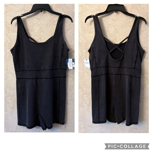 Arizona Sleeveless Active Bodysuit-Juniors Black Washed Color - Picture 2 of 8